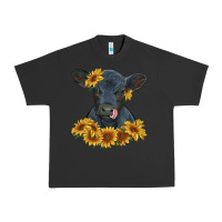 Pigment Black black angus calf with sunflowers Urban Heavy Tee - RanaPortraitStore