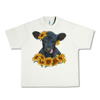 Pistachio black angus calf with sunflowers Urban Heavy Tee - RanaPortraitStore