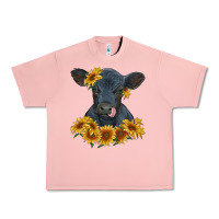 Salmon black angus calf with sunflowers Urban Heavy Tee - RanaPortraitStore