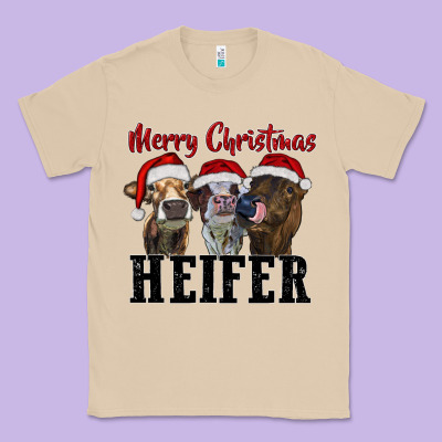 Merry Christmas Heifer Classic Tee Designed By Ranaportraitstore