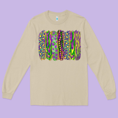 Mardi Gras Brush Stroke Long Sleeve Tee Designed By Ranaportraitstore