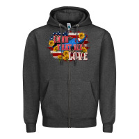 Charcoal Heather Land that we love 4th of july Zipper Hoodie - CowGirlArtShop