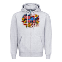 Heather Grey Land that we love 4th of july Zipper Hoodie - CowGirlArtShop