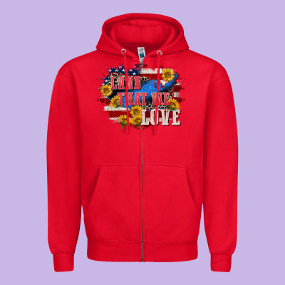 Land That We Love 4th Of July Zipper Hoodie Designed By Cowgirlartshop