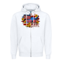 White Land that we love 4th of july Zipper Hoodie - CowGirlArtShop