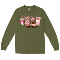 Army Green pig coffee cups Long Sleeve Tee - AdoDesignShop