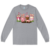 Heather Grey pig coffee cups Long Sleeve Tee - AdoDesignShop