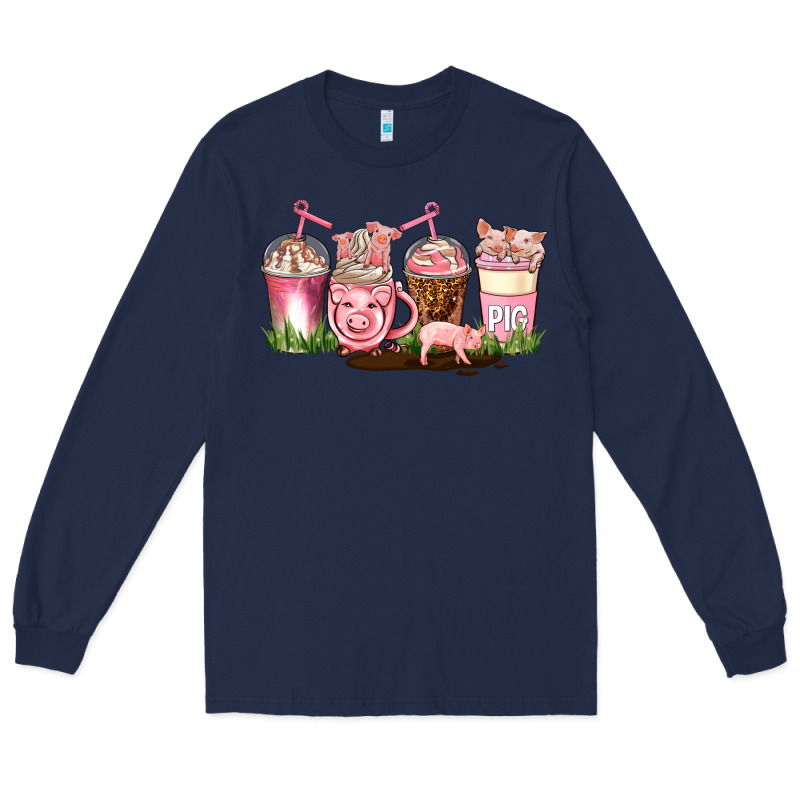 Pig Coffee Cups Long Sleeve Tee by AdoDesignShop | Teevron
