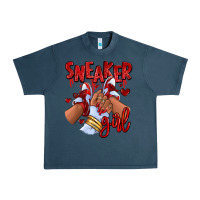 Midnight Navy red sneaker girl afro woman Urban Heavy Tee - RanaPortraitStore