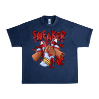 Navy red sneaker girl afro woman Urban Heavy Tee - RanaPortraitStore