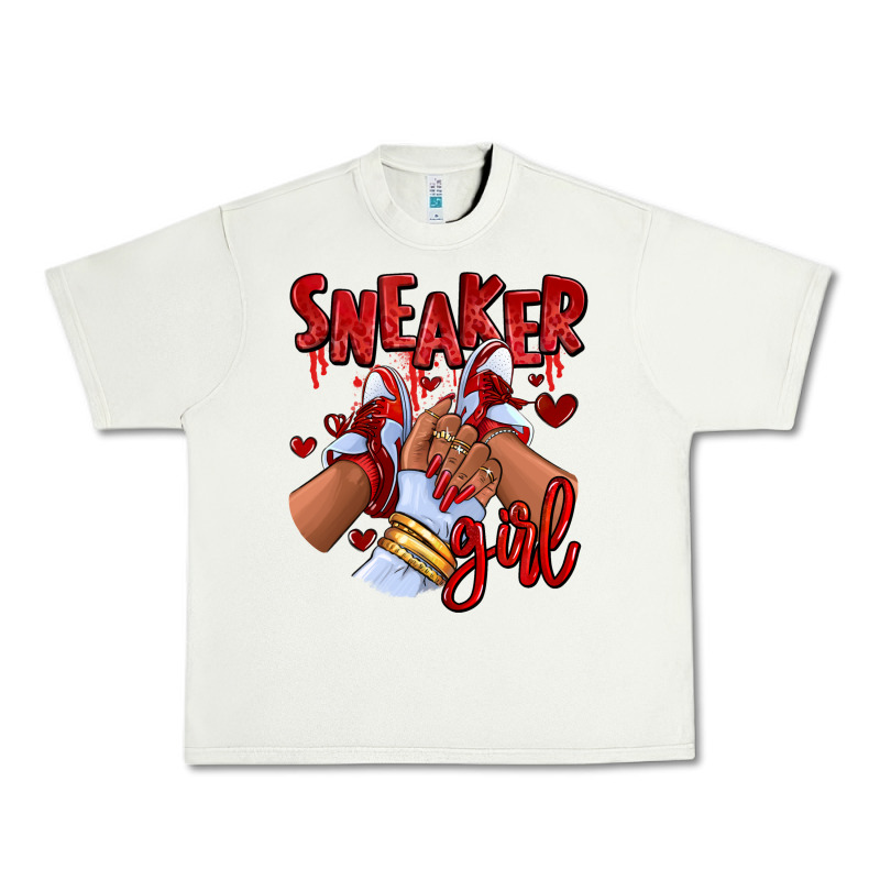 Red Sneaker Girl Afro Woman Urban Heavy Tee by RanaPortraitStore | Teevron