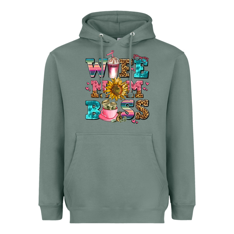 Wife Mom Boss Heavyweight Hoodie by AdoDesignShop | Teevron