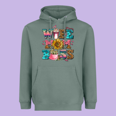 Wife Mom Boss Heavyweight Hoodie Designed By Adodesignshop