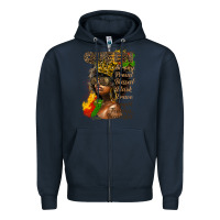 Navy afro queen juneteenth Zipper Hoodie - HRA Design Shop