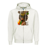 Oatmeal Heather afro queen juneteenth Zipper Hoodie - HRA Design Shop