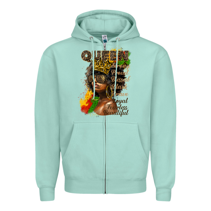 Afro Queen Juneteenth Zipper Hoodie by HRA Design Shop | Teevron