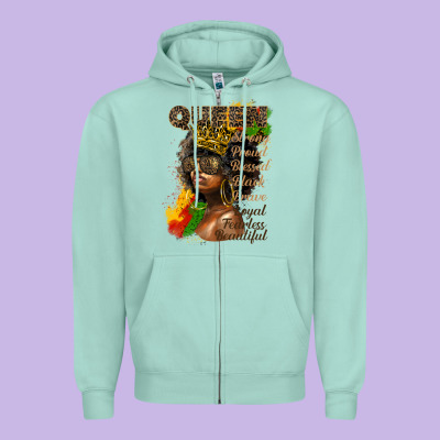 Afro Queen Juneteenth Zipper Hoodie Designed By Hra Design Shop