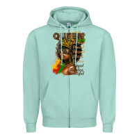 Seafoam afro queen juneteenth Zipper Hoodie - HRA Design Shop