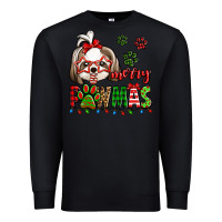 Black merry pawmas christmas shih tzu Premium Sweatshirt - Jasminsmagicworld