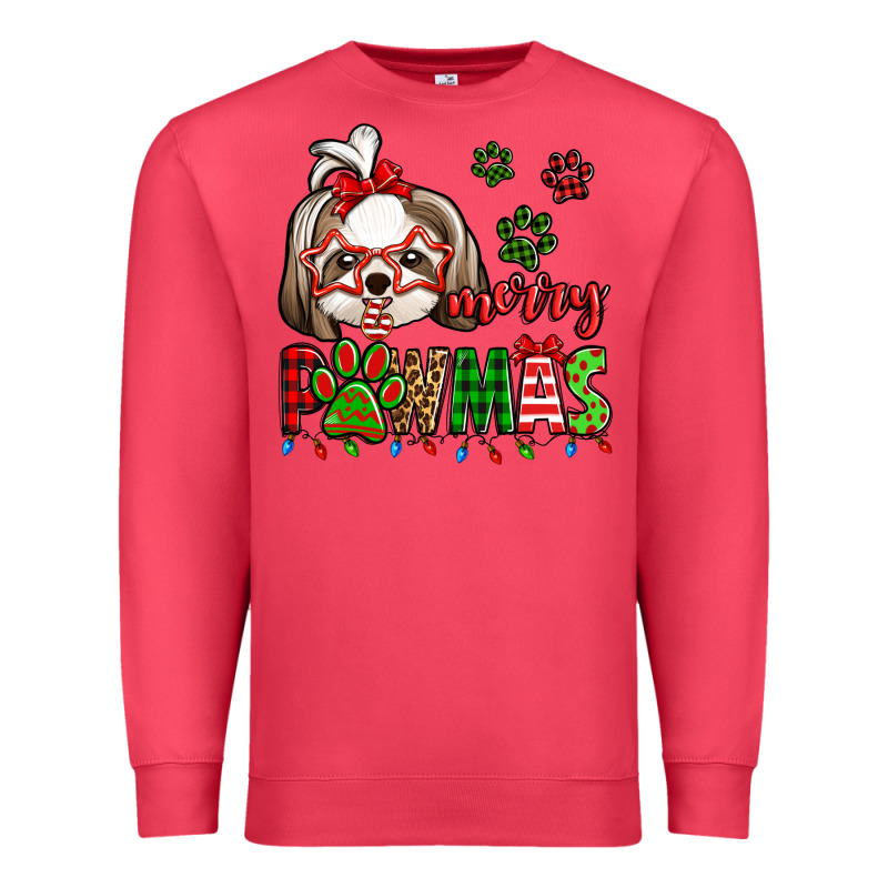 Merry Pawmas Christmas Shih Tzu Premium Sweatshirt by Jasminsmagicworld | Teevron
