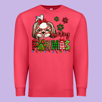 Merry Pawmas Christmas Shih Tzu Premium Sweatshirt Designed By Jasminsmagicworld