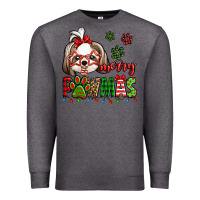 Charcoal Heather merry pawmas christmas shih tzu Premium Sweatshirt - Jasminsmagicworld