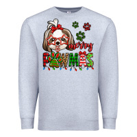 Heather Grey merry pawmas christmas shih tzu Premium Sweatshirt - Jasminsmagicworld