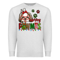 Oatmeal Heather merry pawmas christmas shih tzu Premium Sweatshirt - Jasminsmagicworld