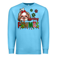 Ocean Blue merry pawmas christmas shih tzu Premium Sweatshirt - Jasminsmagicworld