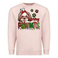 Pale Pink merry pawmas christmas shih tzu Premium Sweatshirt - Jasminsmagicworld
