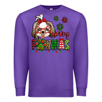 Purple merry pawmas christmas shih tzu Premium Sweatshirt - Jasminsmagicworld