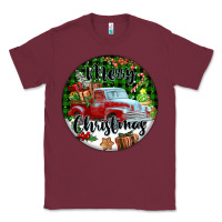 Burgundy Merry Christmas Truck Classic Tee - FaDigitalArtStudio