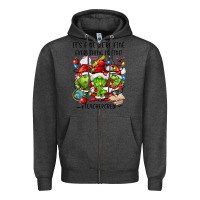 Charcoal Heather it's fine we're fine everythıng is fine! Zipper Hoodie - FaDigitalArtStudio