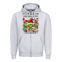 Heather Grey it's fine we're fine everythıng is fine! Zipper Hoodie - FaDigitalArtStudio
