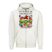 Oatmeal Heather it's fine we're fine everythıng is fine! Zipper Hoodie - FaDigitalArtStudio
