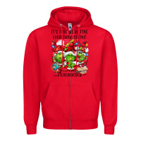 Red it's fine we're fine everythıng is fine! Zipper Hoodie - FaDigitalArtStudio