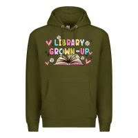 Army Green library grown up Premium Hoodie - MaliasSmallBusiness