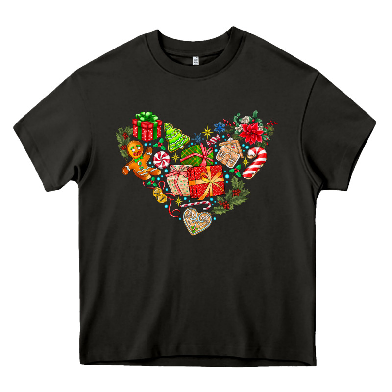 Merry Christmas Heart Heavy Core Tee by CowhideDigitalArt | Teevron