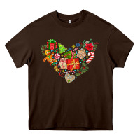 Chocolate Brown merry Christmas heart Heavy Core Tee - CowhideDigitalArt