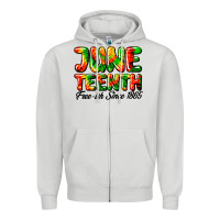 Dove Grey juneteenth free ish since 1865 Zipper Hoodie - HRA Design Shop