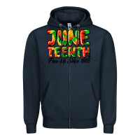 Navy juneteenth free ish since 1865 Zipper Hoodie - HRA Design Shop