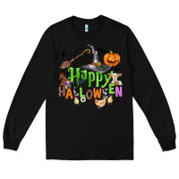 Black happy halloween farm animals Long Sleeve Tee - Zillion Design Studio