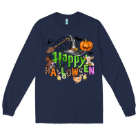 Navy happy halloween farm animals Long Sleeve Tee - Zillion Design Studio