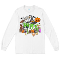 White happy halloween farm animals Long Sleeve Tee - Zillion Design Studio
