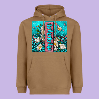 Turquoise Leopard Mama Heavyweight Hoodie Designed By Adodesignshop