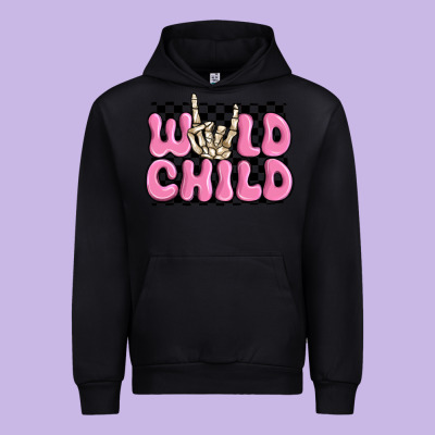 Wild Child Pink Skeleton Urban Hoodie Designed By Maliassmallbusiness
