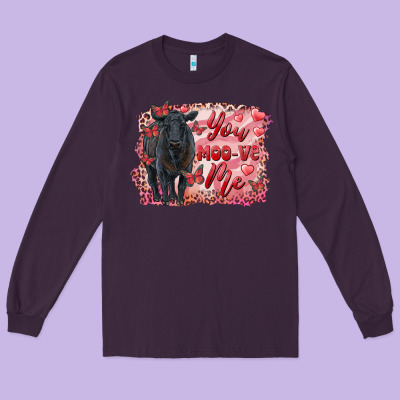 You Moo Ve  Me Black Angus Long Sleeve Tee Designed By Ranaportraitstore