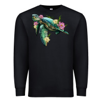 Black sea turtle with lotus Premium Sweatshirt - Artiststas