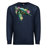 Navy sea turtle with lotus Premium Sweatshirt - Artiststas