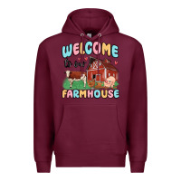 Burgundy welcome to our farmhouse Premium Hoodie - MaliasSmallBusiness